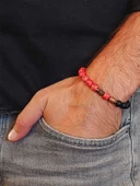 Varisit Nar Kırmızısı & Oniks Taşı 8mm Unisex Tasarım Bileklik Hawaii Model (15455) thumbnail 3