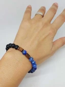 Lapis & Oniks Taşı 8mm Unisex Tasarım Bileklik Hawaii Model (9420) thumbnail 4