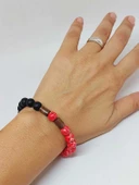 Varisit Nar Kırmızısı & Oniks Taşı 8mm Unisex Tasarım Bileklik Hawaii Model (15455) thumbnail 4