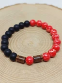 Varisit Nar Kırmızısı & Oniks Taşı 8mm Unisex Tasarım Bileklik Hawaii Model (15455) thumbnail 6