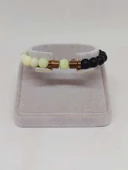 Peridot (Zebercet) Taşı Yeşil-Beyaz Alacalı & Oniks Taşı 8mm Unisex Tasarım Bileklik Hawaii Model thumbnail 2