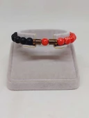 Varisit Nar Kırmızısı & Oniks Taşı 8mm Unisex Tasarım Bileklik Hawaii Model (15455) thumbnail 2