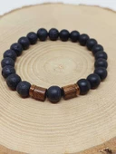 Lav & Oniks Taşı 8mm Unisex Tasarım Bileklik Hawaii Model (9028) thumbnail 6