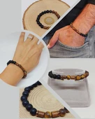 Kaplangözü Mat & Oniks Taşı 8mm Unisex Tasarım Bileklik Hawaii Model (17066) thumbnail 1