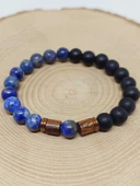 Lapis & Oniks Taşı 8mm Unisex Tasarım Bileklik Hawaii Model (9420) thumbnail 6