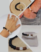 Selenit & Oniks Taşı 8mm Unisex Tasarım Bileklik Hawaii Model (14410) thumbnail 1