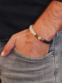 Selenit & Oniks Taşı 8mm Unisex Tasarım Bileklik Hawaii Model (14410) thumbnail 3