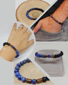 Lapis & Oniks Taşı 8mm Unisex Tasarım Bileklik Hawaii Model (9420) thumbnail 1
