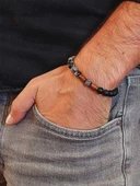 Kar Tanesi Obsidyen & Oniks Taşı 8mm Unisex Tasarım Bileklik Hawaii Model (5640) thumbnail 3