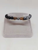 Kar Tanesi Obsidyen & Oniks Taşı 8mm Unisex Tasarım Bileklik Hawaii Model (5640) thumbnail 2