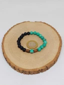 Varisit Turkuaz & Oniks Taşı 8mm Unisex Tasarım Bileklik Hawaii Model (15465) thumbnail 5