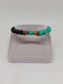 Varisit Turkuaz & Oniks Taşı 8mm Unisex Tasarım Bileklik Hawaii Model (15465) thumbnail 2