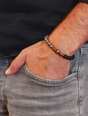 Terahertz & Oniks Taşı 8mm Unisex Tasarım Bileklik Hawaii Model (3892) thumbnail 3