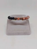 Jasper Pembe/Beyaz & Oniks Taşı 8mm Unisex Tasarım Bileklik Hawaii Model (24005) thumbnail 2