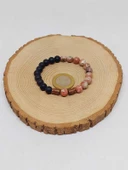 Jasper Pembe/Beyaz & Oniks Taşı 8mm Unisex Tasarım Bileklik Hawaii Model (24005) thumbnail 5