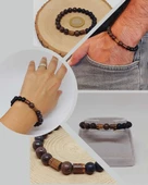 Jasper & Oniks Taşı 8mm Unisex Tasarım Bileklik Hawaii Model (8176) thumbnail 1