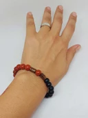 Kırmızı Jasper & Oniks Taşı 8mm Unisex Tasarım Bileklik Hawaii Model (22455) thumbnail 4