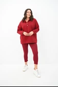 Kadın Büyük Beden Kapüşonlu Çıtçıt Detaylı Tayt Takım 8154-25 - 9