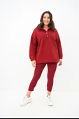 Kadın Büyük Beden Kapüşonlu Çıtçıt Detaylı Tayt Takım 8154-25 - 8
