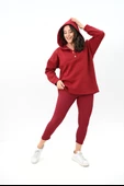 Kadın Büyük Beden Kapüşonlu Çıtçıt Detaylı Tayt Takım 8154-25 - 11
