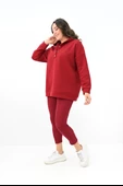 Kadın Büyük Beden Kapüşonlu Çıtçıt Detaylı Tayt Takım 8154-25 - 10