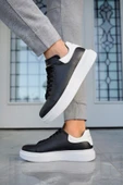 Valendo Siyah Beyaz Garantili Erkek Günlük Casual Bağcıklı Tabanlı Sneaker Ayakkabı VALENDO-5141 - 6