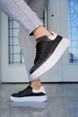 Valendo Siyah Beyaz Garantili Erkek Günlük Casual Bağcıklı Tabanlı Sneaker Ayakkabı VALENDO-5141 - 4