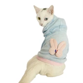 Blue Pink Bunny Sweatshirt Kedi Süeteri Kedi Kıyafeti thumbnail 1
