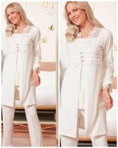 BONE CLUB 4800 ECRU HAMİLE LOHUSA 3 LÜ PİJAMA SABAHLIK TK - 1