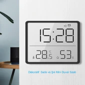 HyMark Mıknatıslı LCD Dijital Ekran 9x7 cm Pilli Mini Saat Alarm Saat Nem Göstergesi Sıcaklık Ölçer thumbnail 4