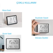 HyMark Mıknatıslı LCD Dijital Ekran 9x7 cm Pilli Mini Saat Alarm Saat Nem Göstergesi Sıcaklık Ölçer - 3