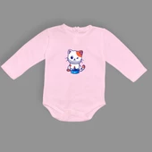 Baskılı Mama Yiyen kedi Bebek Çıtçıtlı Body MNK0661 - 2