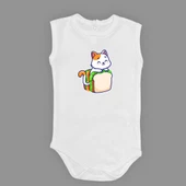 Baskılı Tost Kedi Bebek Çıtçıtlı Body - 1