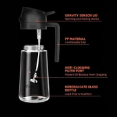 2 Adet Çift Fonksiyonlu Cam Sprey Yağdanlık 450ml Zeytinyağı Sıvıyağ Şişe Airfryer Yağlık Sirkelik thumbnail 4