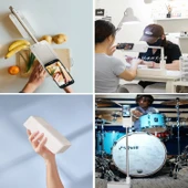 HyMark Canlı Yayın Braketi Çok Fonksiyonlu Led Işıklı 360 Derece Kumandalı Selfie Telefon Standı - 9