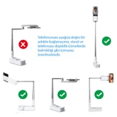 HyMark Canlı Yayın Braketi Çok Fonksiyonlu Led Işıklı 360 Derece Kumandalı Selfie Telefon Standı - 6