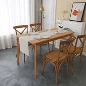 Naturel Keten Masa Örtüsü Çiftlik Evi Tarzı, Keten Vintage, Bohem, İskandinav %100 Pamuk Naturel Masa Örtüsü - 5