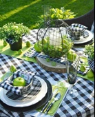 Siyah Beyaz Pötikare, Ekose, Damalı, Masa Örtüsü - 1