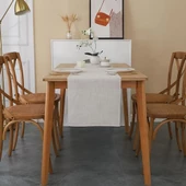 Naturel Keten Masa Örtüsü Çiftlik Evi Tarzı, Keten Vintage, Bohem, İskandinav %100 Pamuk Naturel Masa Örtüsü - 4