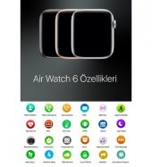 AirWatch 6 Akıllı Saat Suya Dayanıklı Ateş ve Nabız Ölçer Çok Fonksiyonlu Beyaz - 2