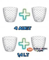 4 Adet Serinova 1,4 Lt Tabaklı Kristal Şeffaf Orkide Saksısı - 1