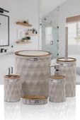 Okyanus Home Diamond Vizon Ahşap Click Kapak 5 Parça Banyo Seti - OKY-1307 - 4