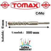 Tomax SDS Plus 6x160 mm 4 Elmaslı Beton ve Duvar Delme Matkap Ucu – CrMo - 2