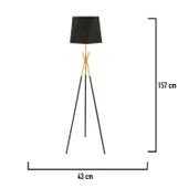 Akasya Tripot Ayaklı Siyah Eskitme Dekoratif Salon Lambader thumbnail 4