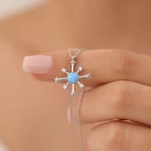 Vaoov 925 Ayar Gümüş Opal Taşlı Kutup Yıldızı Kolye thumbnail 1