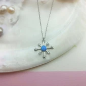 Vaoov 925 Ayar Gümüş Opal Taşlı Kutup Yıldızı Kolye thumbnail 5
