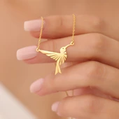 Vaoov 925 Ayar Gümüş Sinek Kuşu Kolye thumbnail 1