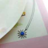 Vaoov 925 Ayar Gümüş Mavi Opal Taşlı Kutup Yıldızı Kolye thumbnail 7