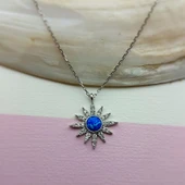 Vaoov 925 Ayar Gümüş Mavi Opal Taşlı Kutup Yıldızı Kolye thumbnail 5