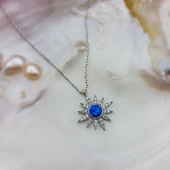 Vaoov 925 Ayar Gümüş Mavi Opal Taşlı Kutup Yıldızı Kolye thumbnail 4